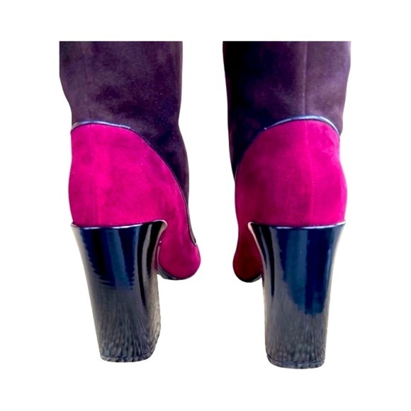 Fabrizio Viti *NIB* Farrah Suede Knee High Boots Brown & Bordeaux Sz 37 (6.5) - Picture 11 of 16